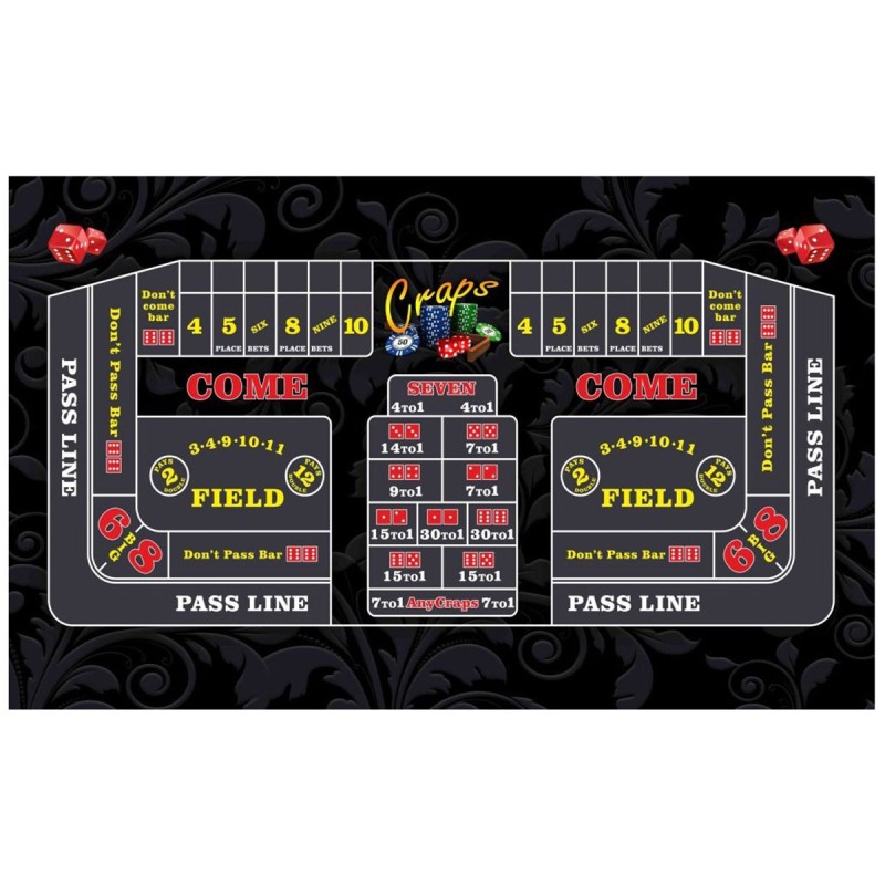 Tapete de craps "CLÁSICO NEGRO" - 130 x 80 cm - jersey de neopreno