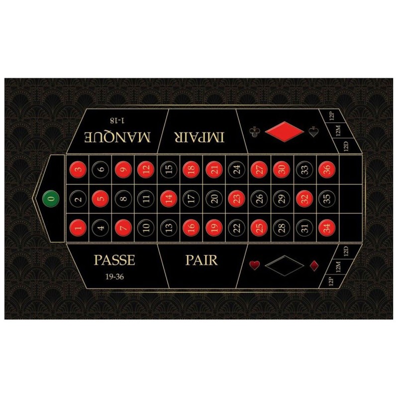 Französischer Roulette Teppich "MODERN SCHWARZ" - 130 x 80 cm - rechteckig - Neopren-Jersey
