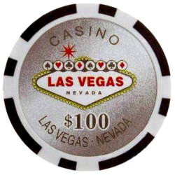 Pokermarker "WELCOME LAS VEGAS 100" - i ABS med metallinlägg – rulle med 25 marker – 11,5 g