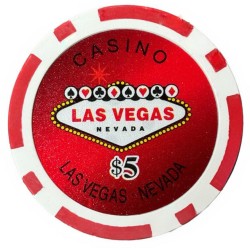Pokermarkörer "VÄLKOMMEN LAS VEGAS 5" - tillverkade av ABS med metallinsats - 25 markörer i en rulle - 11,5 g