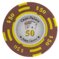 Poker chip "CHIPS PALACE 50" - in clay composite with metal insert - 14g - sold individually