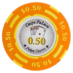 Pokermarker "CHIPS PALACE 0.50" - i lera-komposit med metallinlägg - 14g - säljs styckevis
