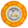 Ficha de pôquer "CHIPS PALACE 0.50" - em compósito de argila com inserção de metal - 14g - à venda unitariamente.