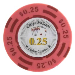 Ficha de pôquer "CHIPS PALACE 0.25" - em compósito de argila com inserção de metal - 14g - à venda individualmente