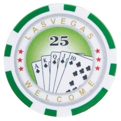 Fichas de pôquer "ROYAL FLUSH 25" - em ABS com inserção metálica - rolo de 25 fichas - 11,5 g