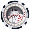 Fichas de póker "ROYAL FLUSH 100" - en ABS con inserción metálica - rollo de 25 fichas - 11,5 g