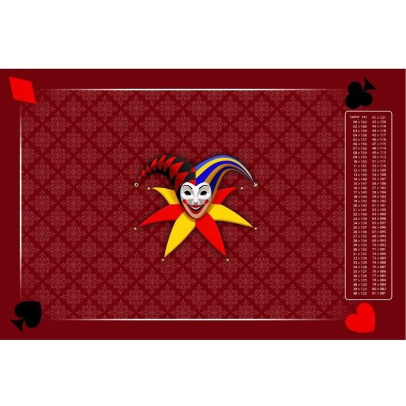 Tapis Belote Joker Noir 60x60 Cm - Fabrication Française - Tapis De Cartes