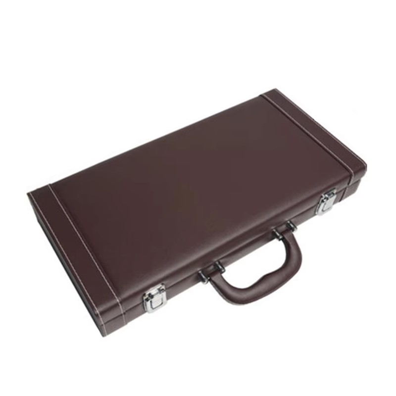 Custodia "LEATHER 300" per 300 chip da poker - similpelle - interno in legno
