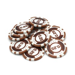 Pokerchips "RUNNER UP 0.25" - 12g - van ABS met metalen insert - per rollen van 25 chips