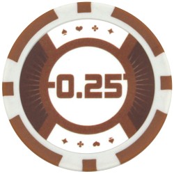 Pokerchips "RUNNER UP 0.25" - 12g - van ABS met metalen insert - per rollen van 25 chips