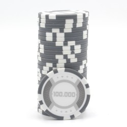 Fichas de pôquer "RUNNER UP 100 000" - 12g - em ABS com inserção de metal - em rolos de 25 fichas.