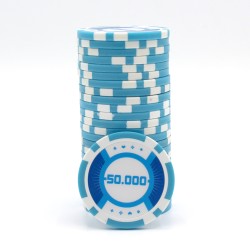 Fichas de pôquer "RUNNER UP 50 000" - 12g - em ABS com inserção de metal - em rolos de 25 fichas