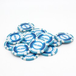 Fiches da poker "RUNNER UP 50 000" - 12g - in ABS con inserto metallico - per rotoli da 25 fiches