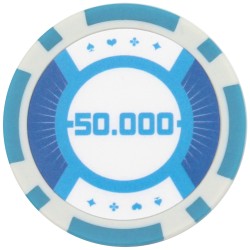 Fiches da poker "RUNNER UP 50 000" - 12g - in ABS con inserto metallico - per rotoli da 25 fiches