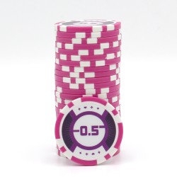 Fichas de póker "RUNNER UP 0.5" - 12g - de ABS con inserto de metal - en rollos de 25 fichas.