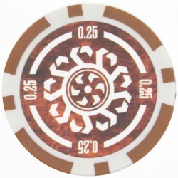 Fichas de pôquer "CELTIK 0.25" - 12g - em ABS com inserção de metal - em rolos de 25 fichas.