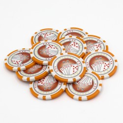 Spelpjäser "ROYAL FLUSH 0.5" - i ABS med metallinlägg - rulle med 25 spelpjäser - 11,5 g