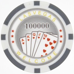 "ROYAL FLUSH 100 000" poker chips - in ABS with metal insert - roll of 25 chips - 11.5 g