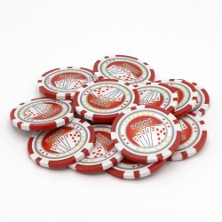 Gettoni da poker "ROYAL FLUSH 50.000" - in ABS con inserto metallico - rotolo da 25 gettoni - 11,5 g