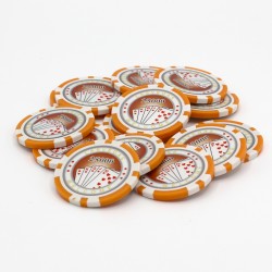 "ROYAL FLUSH 25,000" poker chips - ABS with metal insert - 25-chip roll - 11.5 g