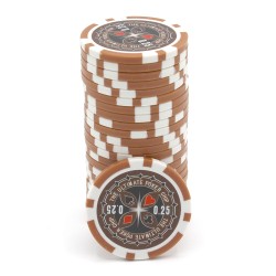 Pokerfiches "ULTIMATE POKER CHIPS 0.25" - in ABS met metalen inleg – rol van 25 fiches – 11,5 g.