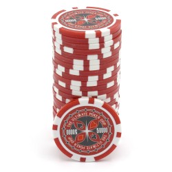 Pokerchips "ULTIMATE POKER CHIPS 50 000" - i ABS med metallinlägg – rulle med 25 chips – 11,5 g