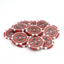 Fichas de pôquer "ULTIMATE POKER CHIPS 50.000" - em ABS com inserção metálica - rolo de 25 fichas - 11,5 g.