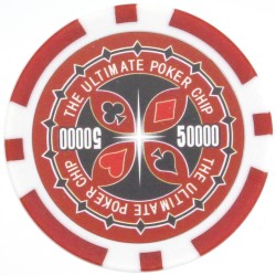 Żetony pokerowe "ULTIMATE POKER CHIPS 50 000" - z ABS z wkładką metalową - rolka 25 żetonów - 11,5 g
