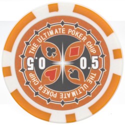 Pokerchips "ULTIMATE POKER CHIPS 0.5" - in ABS met metalen inzetstuk - rol van 25 chips - 11,5 g