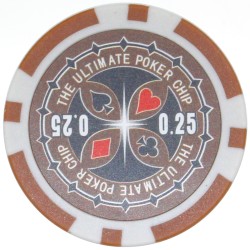 Fichas de póker "ULTIMATE POKER CHIPS 0.25" - en ABS con inserto metálico - rollo de 25 fichas - 11,5 g