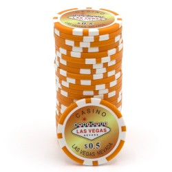 Fichas de póker "WELCOME LAS VEGAS 0.5" - en ABS con inserto metálico - rollo de 25 fichas - 11,5 g