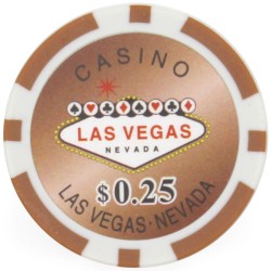 Fichas de pôquer "BEM-VINDO LAS VEGAS 0.25" - em ABS com inserção metálica - rolo de 25 fichas - 11,5 g
