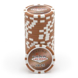 Poker chips "WELCOME LAS VEGAS 0.25" - in ABS with metal insert - roll of 25 chips - 11.5 g