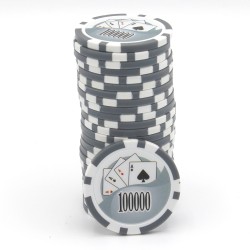 Pokerchips "YING YANG 100.000" - aus ABS mit Metalleinsatz - Rolle mit 25 Chips - 11,5 g