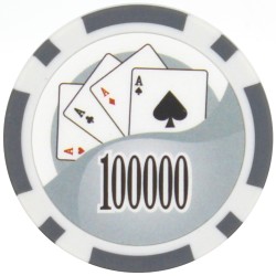 Pokerchips "YING YANG 100 000" - i ABS med metallinlägg – rulle med 25 chips – 11,5 g