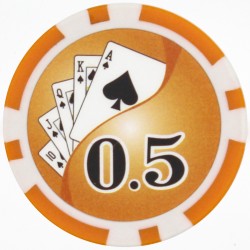 Pokerfiches "YING YANG 0.5" - van ABS met metalen inleg - rol van 25 fiches - 11,5 g