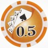 Zestaw żetonów do pokera "YING YANG 0.5" - wykonane z tworzywa ABS z wkładką metalową - rolka zawierająca 25 żetonów - waga 11,5