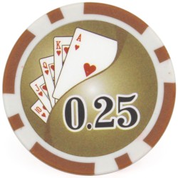 Gettoni da poker "YING YANG 0.25" - in ABS con inserto metallico - rotolo da 25 gettoni - 11,5 g
