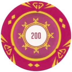 Poker chip "SUNSHINE VALUE 200" - 14g - in clay-composiet met metalen inzetstuk - te koop per stuk