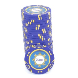 Ficha de poker "SUNSHINE VALOR 25.000" - 14g - em compósito de argila com inserção de metal - vendida individualmente