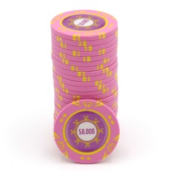 Ficha de poker "SUNSHINE VALOR 50 000" - 14g - de compósito de argila com inserção de metal - à venda individualmente
