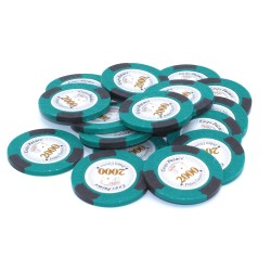 Poker chip "LAS VEGAS 2000" - in clay composite with metal insert - 14g - sold individually