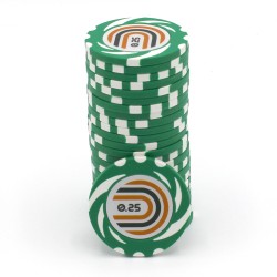 Jeton de poker "TWISTER VALEUR 0.25" - 14g - en clay composite avec insert métal - en vente à l'unité