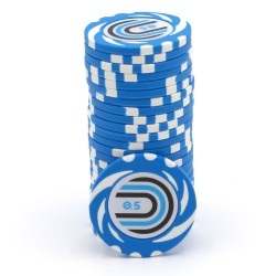 Pokerfiche "TWISTER WAARDE 0.50" - 14g - van kleicomposiet met metalen inzet - te koop per stuk