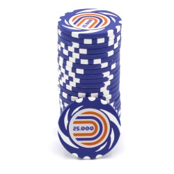 Pokerchip "TWISTER VALUE 25.000" - 14g - in clay composite met metalen inzet - te koop per stuk
