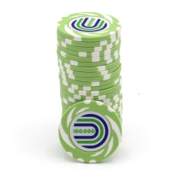 Pokerchip "TWISTER WERT 100.000" - 14g - aus Tonverbundstoff mit Metalleinsatz - einzeln erhältlich