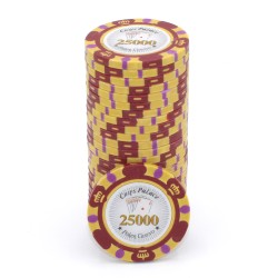 Ficha de pôquer "CROWN 25 000" - em composto de argila com inserção de metal - 14g - à venda por unidade