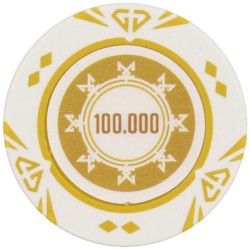 Gettone da poker "VALORE SUNSHINE 100.000" - 14g - in composito di argilla con inserto metallico - in vendita singolarmente