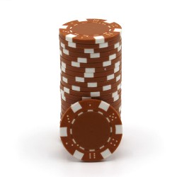 Jetons de poker "DICE MARRON" - en ABS avec insert métallique – rouleau de 25 jetons  – 11,5 g