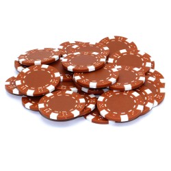 Kostki do pokera "DICE BROWN" - z ABS z wkładką metalową - rolka 25 sztuk - 11,5 g